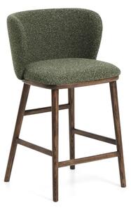 Ciemnozielony tapicerowany hoker (wysokość siedziska 65 cm) Ciselia – Kave Home