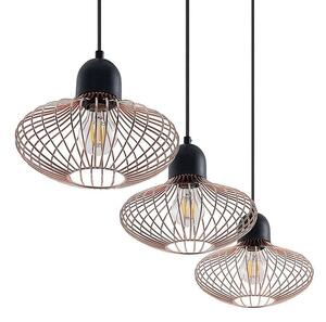 Lindby - Justinos 3 Lampa Wisząca Black/Copper