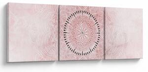 Obraz - Różowa mandala (z zegarem) (90x30 cm)