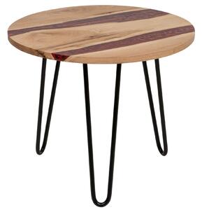 Loftowy stolik kawowy z żywicą Wood Exclusive na metalowych nogach