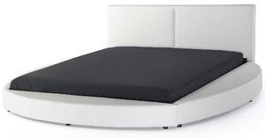 Nowoczesne skórzane łóżko wodne 180 x 200 cm białe do sypialni Laval Beliani