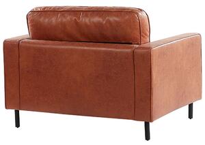 Komplet wypoczynkowy ekoskóra 4-osobowy sofa i fotel brązowy nowoczesny Savalen Beliani