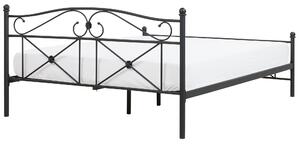Metalowe łóżko ze stelażem 140x200 cm zdobione wezgłowie i zanóżek czarne Rodez Beliani
