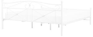 Metalowe łóżko ze stelażem 140x200 cm zdobione wezgłowie i zanóżek białe Rodez Beliani
