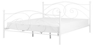 Łóżko metalowe ze zdobioną ramą 140x200 cm białe Dinard Beliani