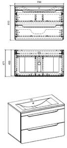Zestaw podwieszanych mebli łazienkowych Borneo 3Q 80 cm - Biały połysk