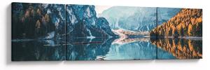 Obraz - Łodzie na jeziorze Braies (170x50 cm)
