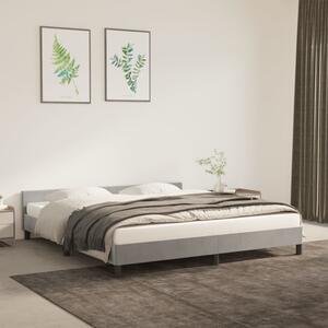 Rama łóżka z zagłówkiem, jasnoszara, 160x200 cm, aksamitna