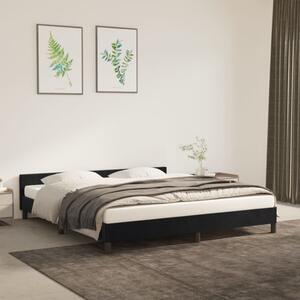 Rama łóżka z zagłówkiem, czarna, 160x200 cm, aksamitna