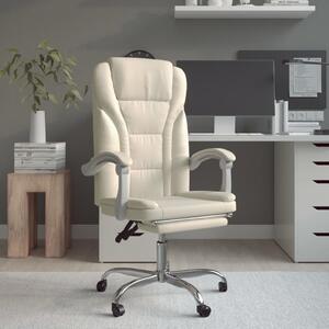 Rozkładany fotel biurowy, kremowy, sztuczna skóra