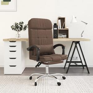 Rozkładane, masujące krzesło biurowe, brązowe, obite tkaniną