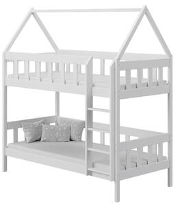 Białe drewniane łóżko piętrowe dla dzieci - Gigi 3X 160x80 cm