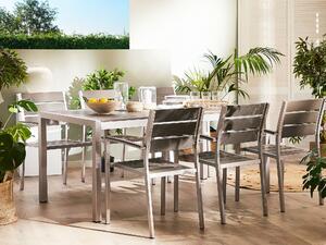 Stół ogrodowy 180 x 90 cm dla 6 osób aluminium sztuczne drewno szary Vernio Beliani