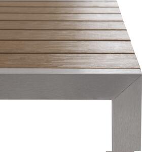 Zestaw mebli ogrodowych stół 2 ławki aluminium jasne drewno ze srebrnym Nardo Beliani