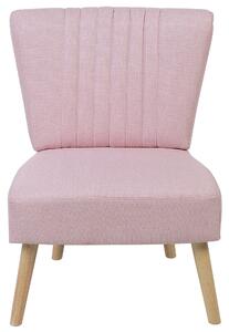 Fotel tapicerowany drewniane nóżki ozdobne oparcie różowy Vaasa Beliani
