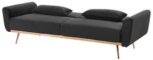 Sofa rozkładana 3-osobowa retro kanapa z funkcją spania welurowa czarna Eina Beliani