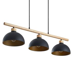 Lindby - Tirzana 3 Lampa Wisząca Black/Light Wood