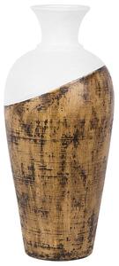 Nowoczesna waza wazon dekoracyjny 44 cm z terakoty art-deco brązowo-biały Bona Beliani