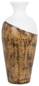 Nowoczesna waza wazon dekoracyjny 44 cm z terakoty art-deco brązowo-biały Bona Beliani