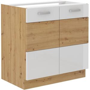 Szafka kuchenna pod zlew ARTISAN HG 80 ZL 2F Biały/Dąb Artisan