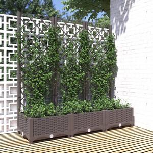Donica ogrodowa z kratką, brązowa, 120x40x121,5 cm, PP