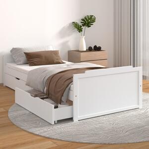 Rama łóżka z szufladami, biała, drewno sosnowe, 90 x 200 cm