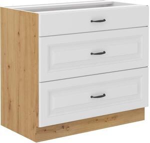 Szafka kuchenna dolna z szufladami STILO 80 D 3S Biały/Dąb Artisan