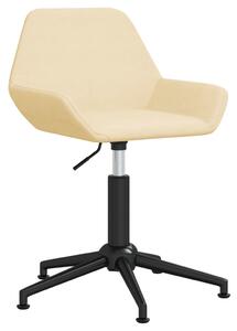 Obrotowe krzesło biurowe, kremowe, obite aksamitem