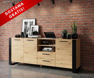 Duża loftowa komoda do salonu 197 cm artisan | Umeblowana.com
