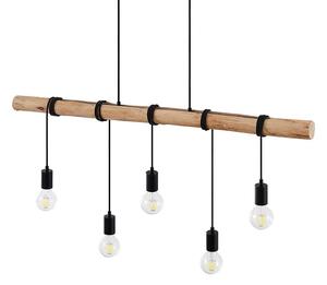 Lindby - Rom Lampa Wisząca Black/Wood