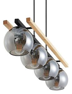 Lindby - Philika Lampa Wisząca Smoke/Wood/Black