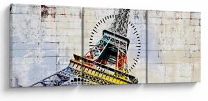 Obraz - Cyfrowa grafika wieży Eiffla (z zegarem) (90x30 cm)