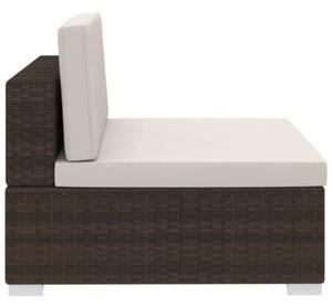 Sofa 3-częściowa do ogrodu, z poduszkami, polirattan, brązowa