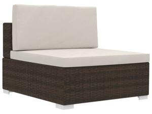 Sofa 3-częściowa do ogrodu, z poduszkami, polirattan, brązowa