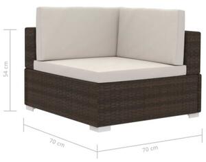 Sofa 3-częściowa do ogrodu, z poduszkami, polirattan, brązowa