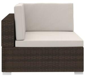 Sofa 3-częściowa do ogrodu, z poduszkami, polirattan, brązowa