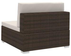 Sofa 3-częściowa do ogrodu, z poduszkami, polirattan, brązowa