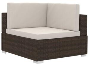 Sofa 3-częściowa do ogrodu, z poduszkami, polirattan, brązowa