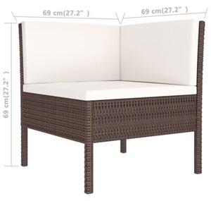 Zestaw Mebli Ogrodowych Komplet Wypoczynkowy Z Poduszkami 3-Częściowy Brązowy Rattan Na Taras Balkon Ogród