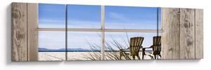 Obraz - Okno z widokiem na plażę (170x50 cm)