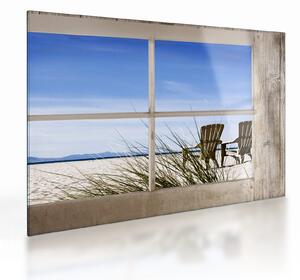 Obraz na szkle - Okno z widokiem na plażę (70x50 cm)