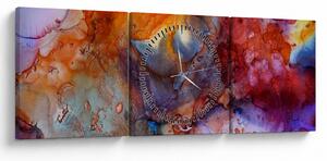 Obraz - Abstrakcyjna sztuka tuszu (z zegarem) (90x30 cm)