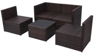 Zestaw Mebli Ogrodowych Komplet Wypoczynkowy Z Poduszkami 5-Częściowy Brązowy Rattan Na Taras Balkon Ogród