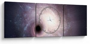 Obraz - Galaktyki spiralne (z zegarem) (90x30 cm)