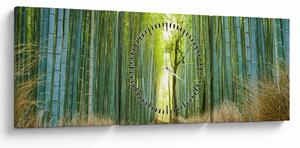 Obraz - Las bambusowy (z zegarem) (90x30 cm)