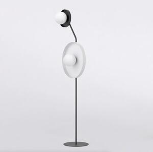Lampa stojąca podłogowa nowoczesna czarno-biała okrągłe talerze 2xG9 8W KISS Emibig
