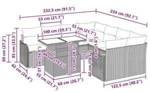 Zestaw Mebli Ogrodowych Komplet Wypoczynkowy Narożny Z Poduszkami 9-Częściowy Beżowy Rattan Na Taras Balkon Ogród