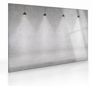 Obraz na szkle - Betonowa ściana z oświetleniem (70x50 cm)