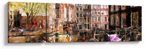 Obraz - Amsterdam, malarstwo (170x50 cm)