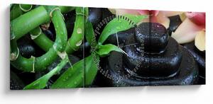 Obraz - Kamienie i orchidee (z zegarem) (90x30 cm)